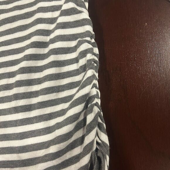 Love Always Women’s Striped Size Medium Sweater Ruched Sides Zipper Shoulder - Picture 4 of 10